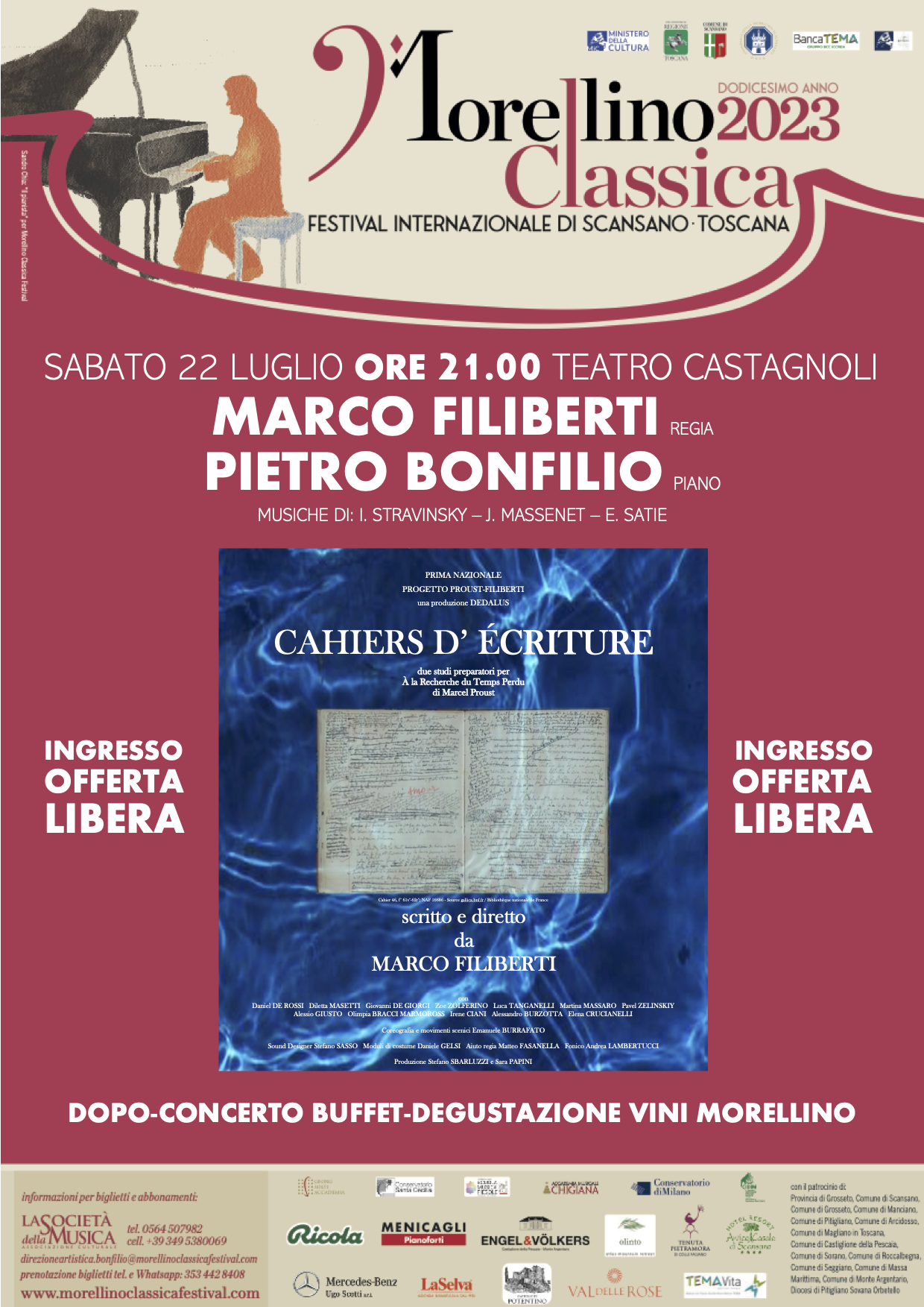 Marco Filiberti voce recitante - Pietro Bonfilio pianoforte Dedicato alle celebrazioni proustiane
