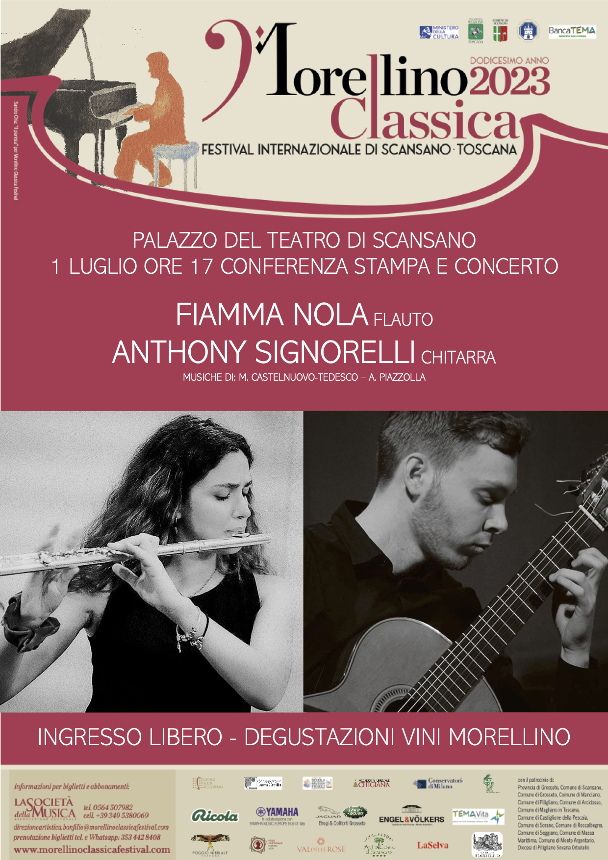 Fiamma Nola chitarra – Anthony Signorelli chitarra. Concerto 1 luglio 2023 Scansano